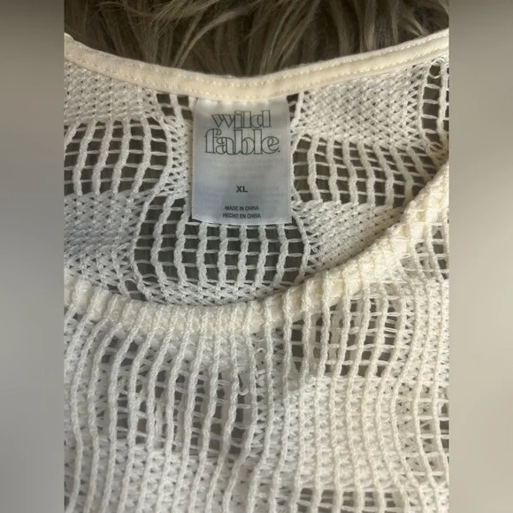 NWOT Wild Fable White Crochet Swim Coverup Set - Picture 4 of 5